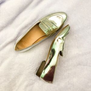 J. Crew silver penny loafers - size 7.5